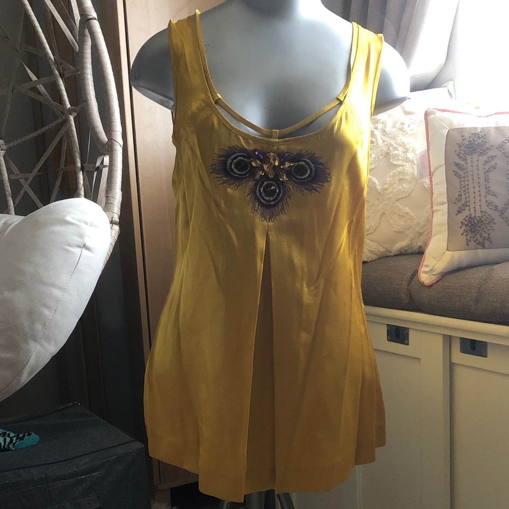 Tory Burch Yellow Embellished Women's Top size 2 thj1
